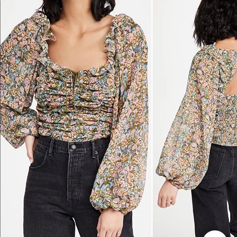 Free People Mable Printed Blouse